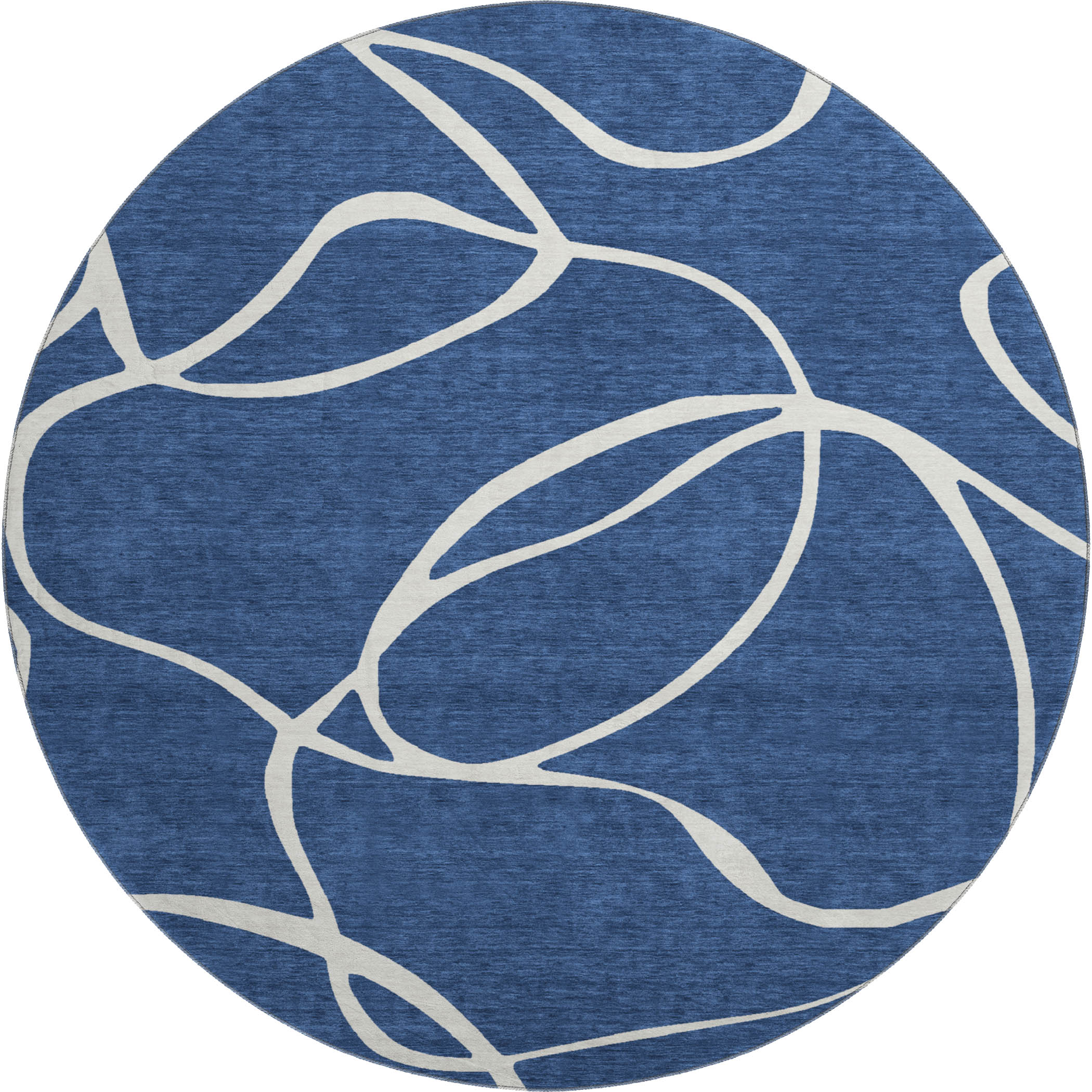 Dubrovnik Machine Washable Transitional Navy Blue Rug 8' x 8' #shape_Round