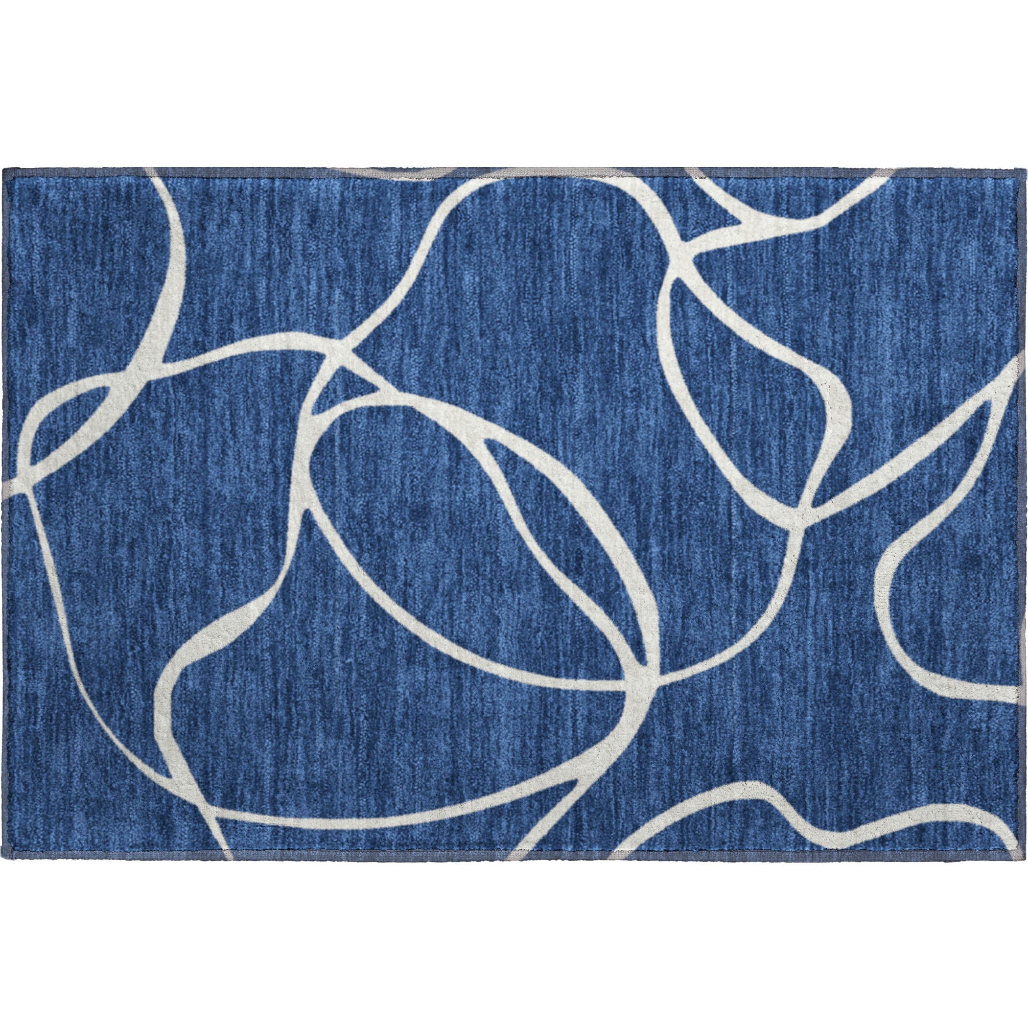 Dubrovnik Machine Washable Transitional Navy Blue Rug 1'8" x 2'6" #shape_Rectangle