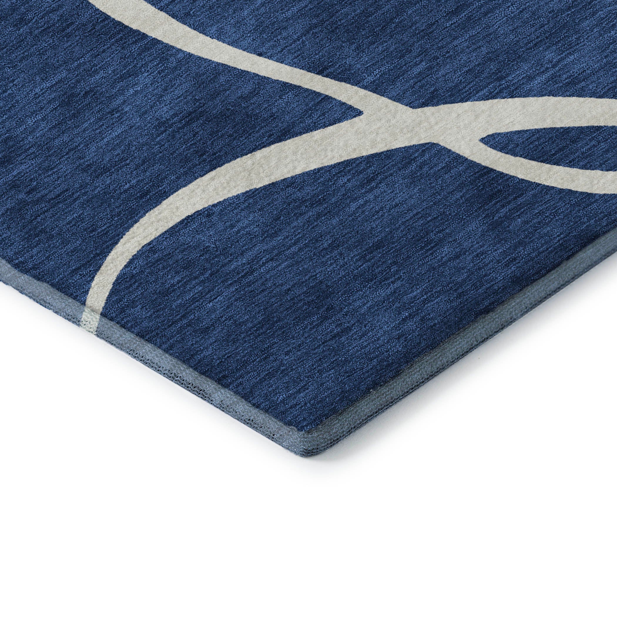 Dubrovnik Machine Washable Transitional Navy Blue Rug 1'8" x 2'6" #shape_Rectangle