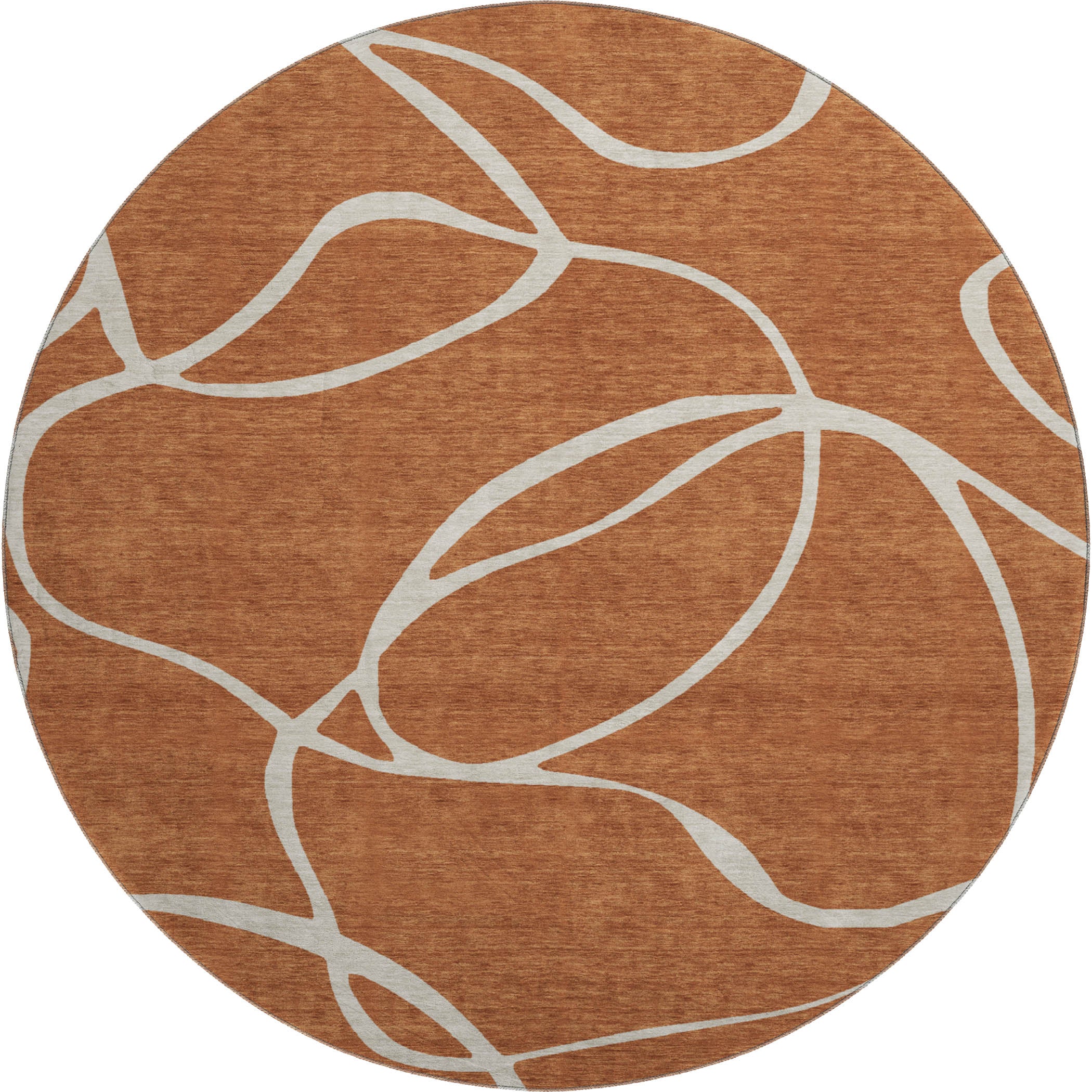 Dubrovnik Machine Washable Transitional Paprika Orange Rug 8' x 8' #shape_Round
