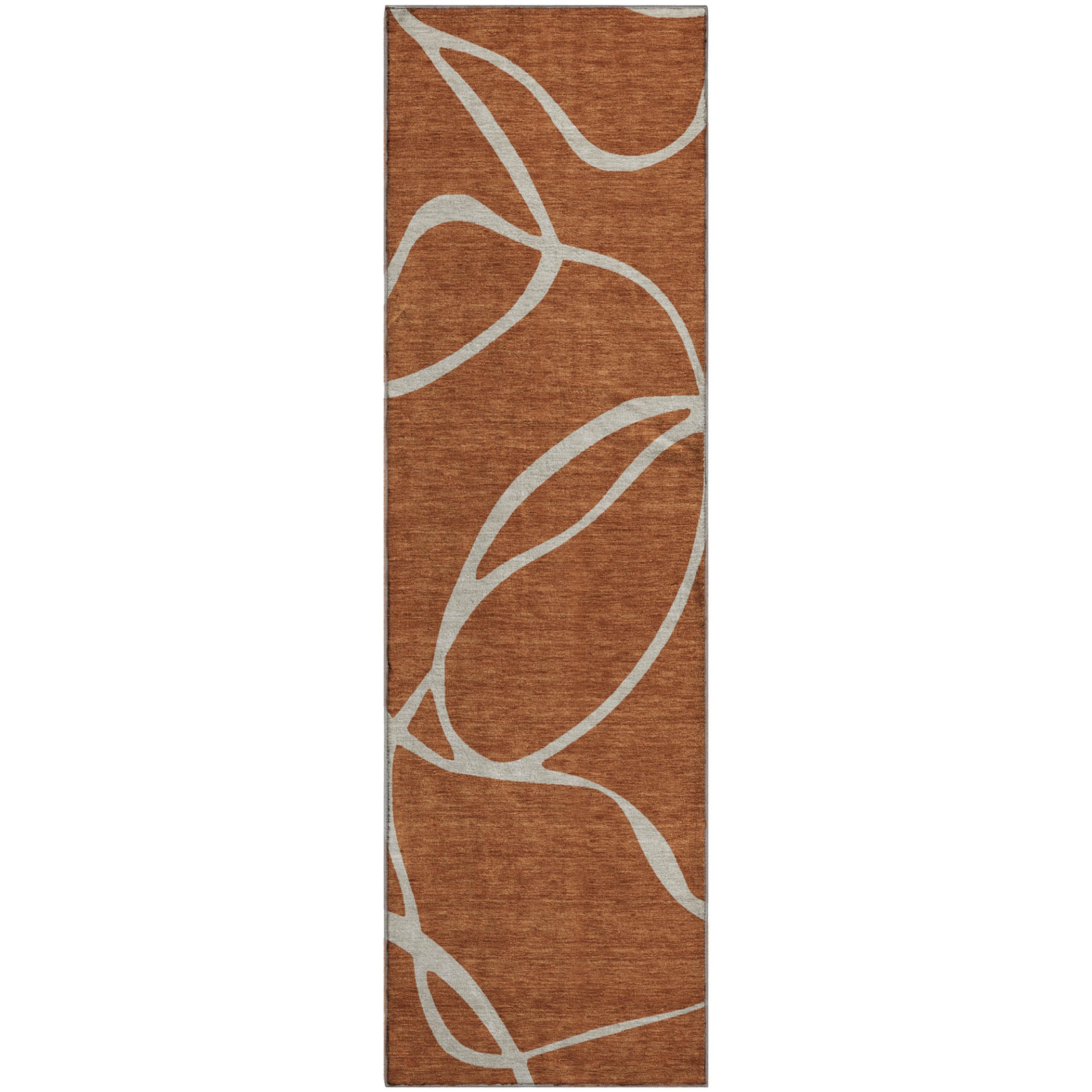 Dubrovnik Machine Washable Transitional Paprika Orange Rug 2'3" x 7'6" #shape_Runner