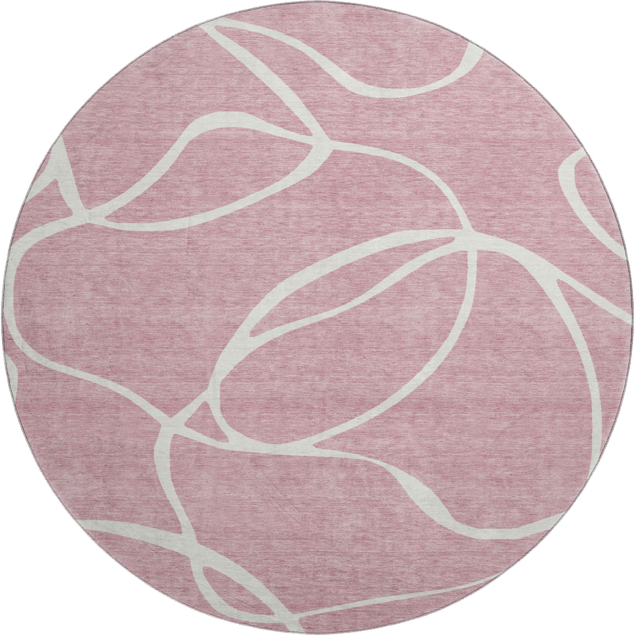 Dubrovnik Machine Washable Transitional Pink Rug 8' x 8' #shape_Round