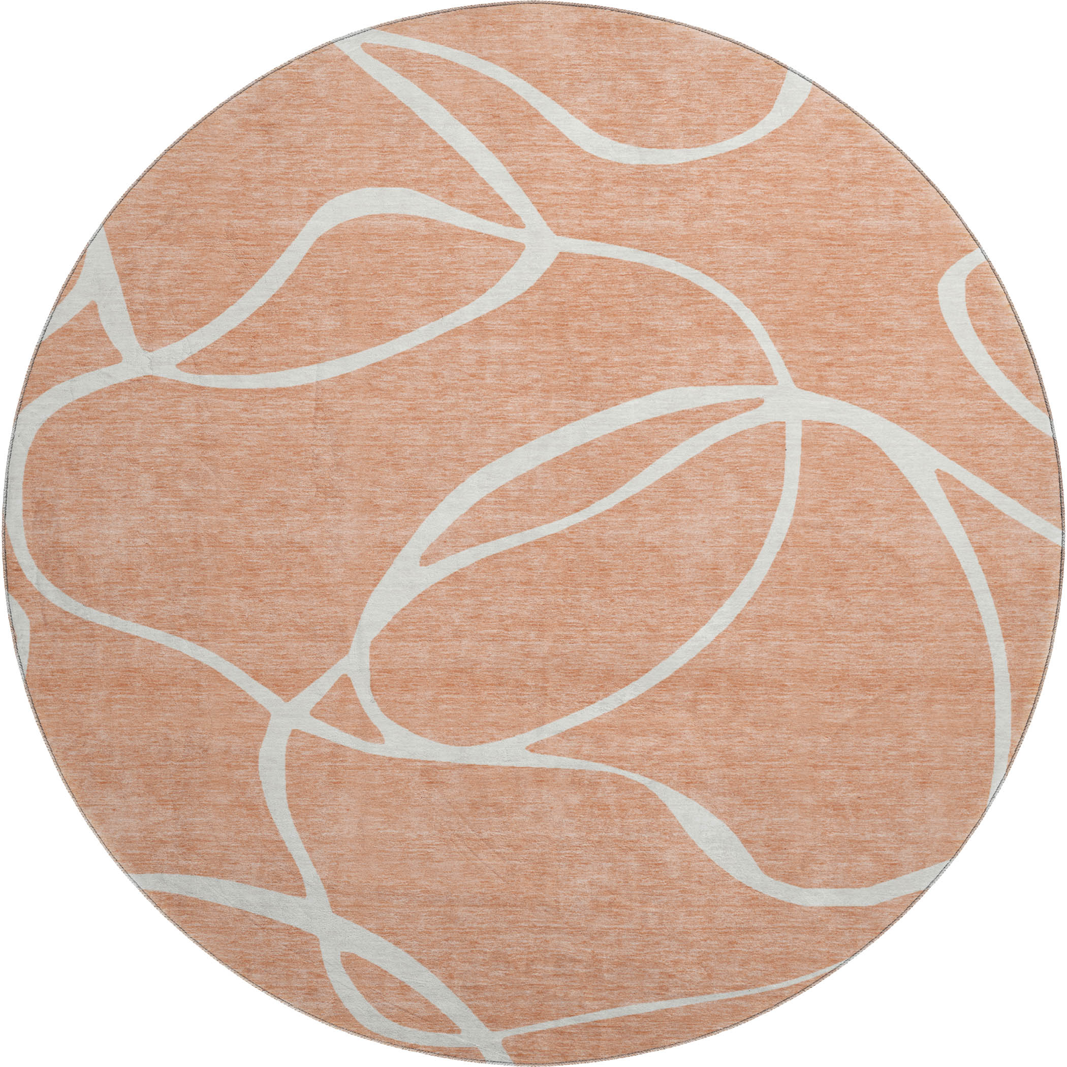 Dubrovnik Machine Washable Transitional Salmon Orange Rug 8' x 8' #shape_Round