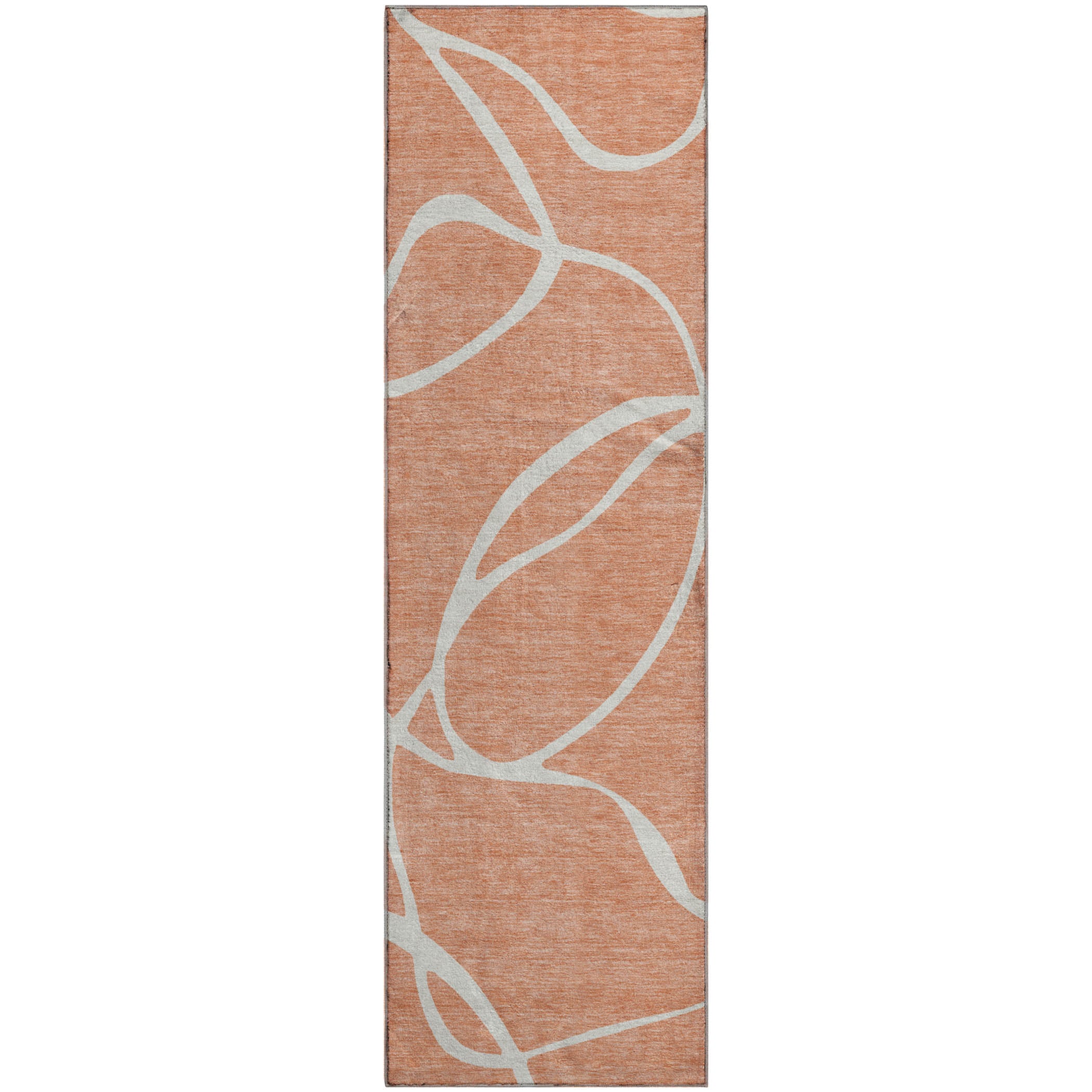 Dubrovnik Machine Washable Transitional Salmon Orange Rug 2'3" x 7'6" #shape_Runner