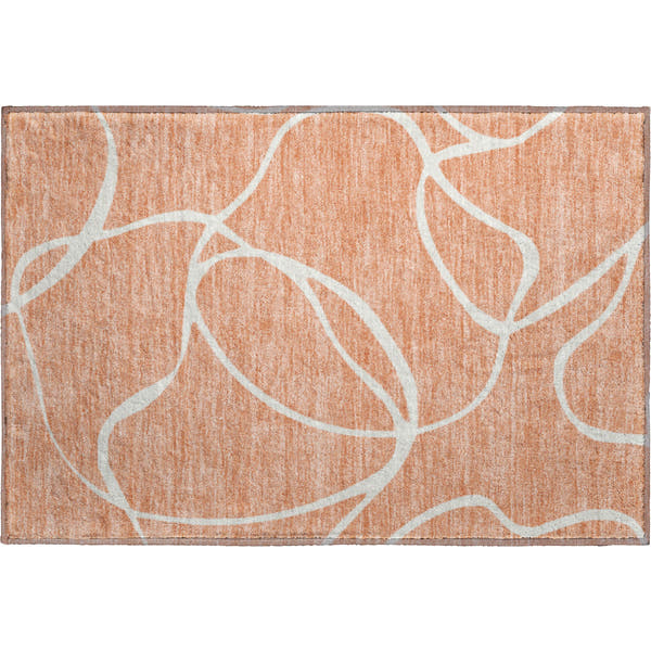 Dubrovnik Machine Washable Transitional Salmon Orange Rug 1'8" x 2'6"