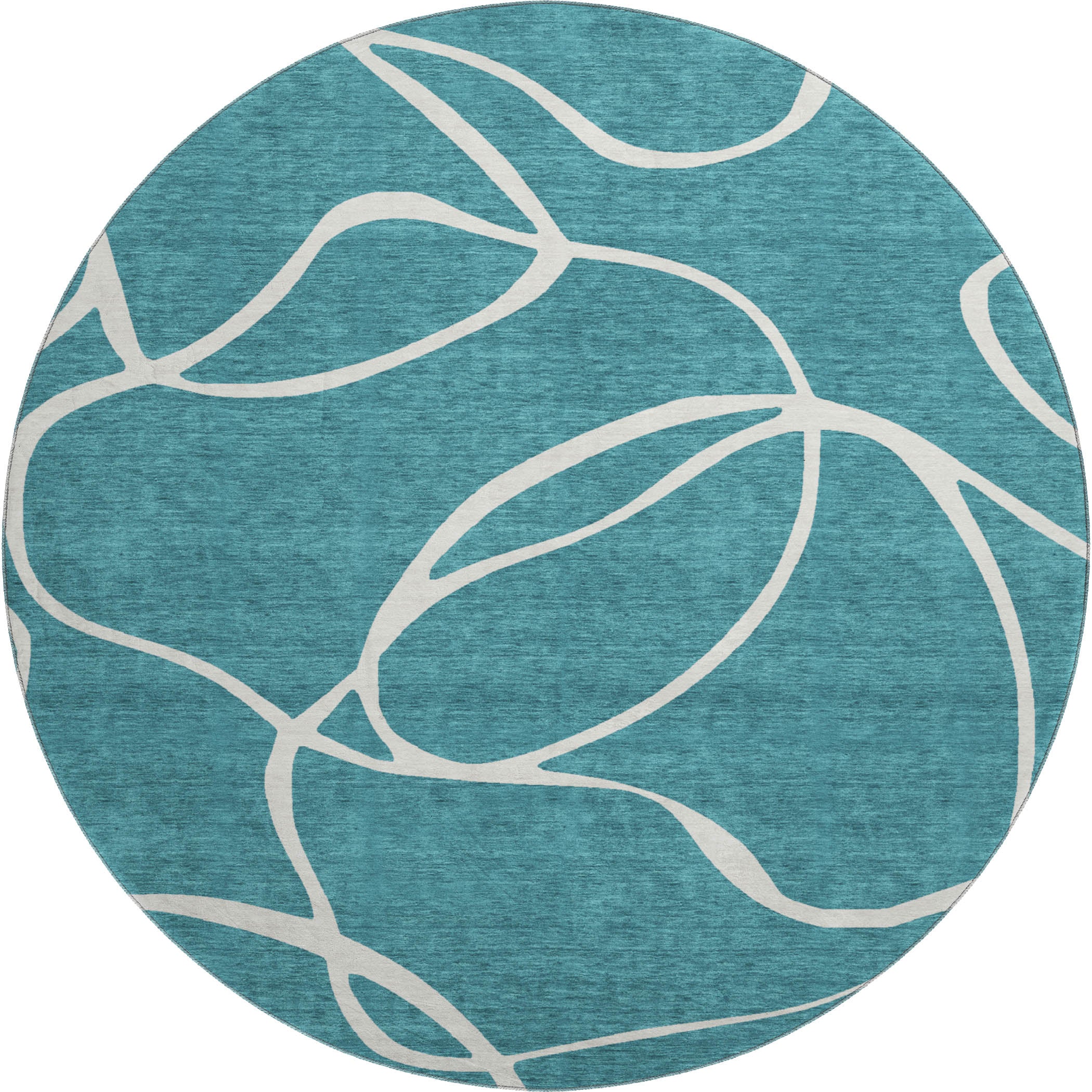 Dubrovnik Machine Washable Transitional Teal Rug 8' x 8' #shape_Round