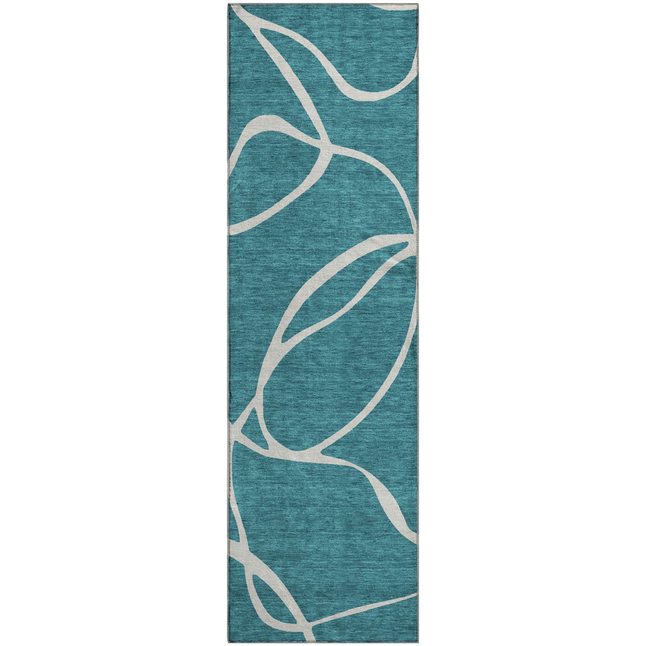 Dubrovnik Machine Washable Transitional Teal Rug 2'3" x 7'6" #shape_Runner