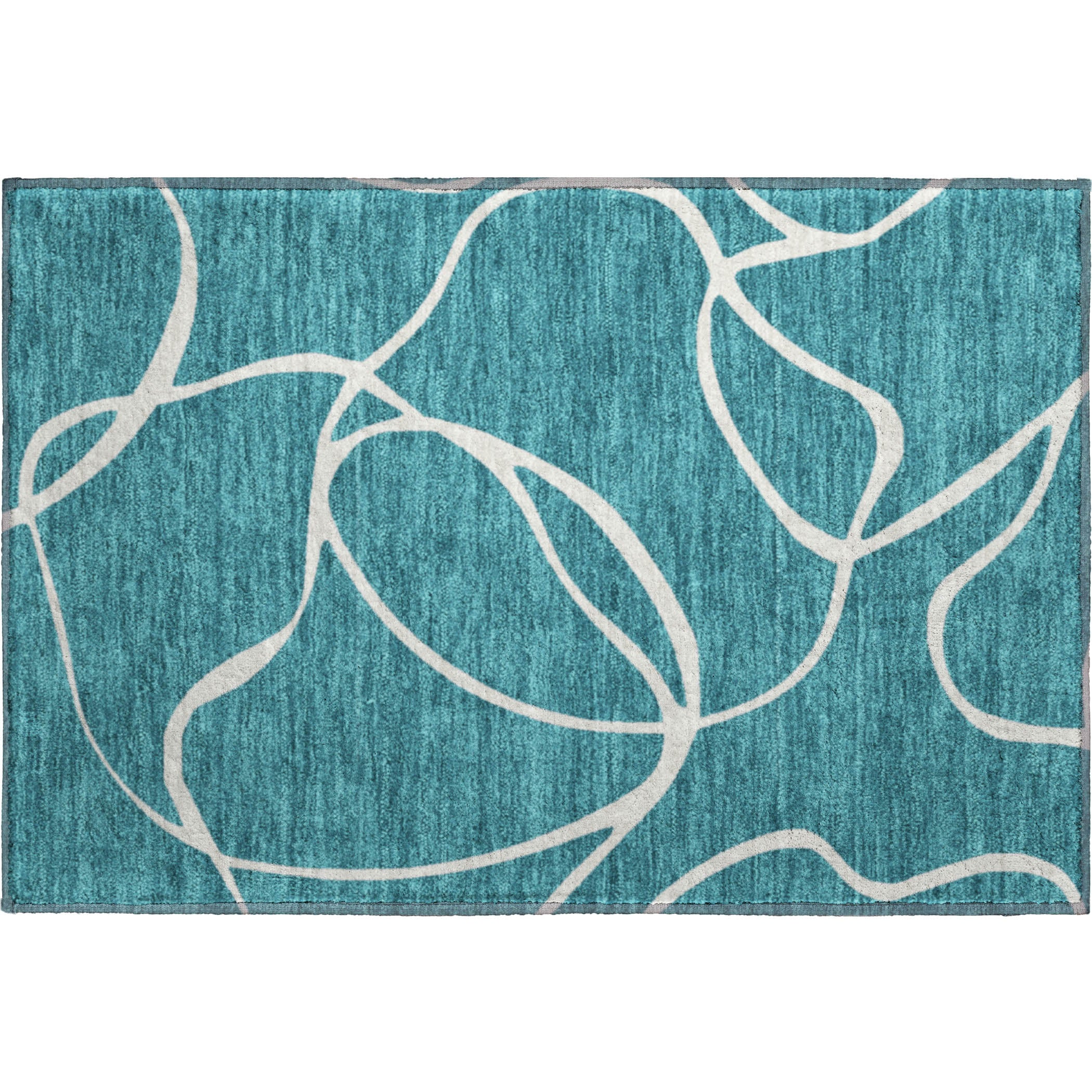 Dubrovnik Machine Washable Transitional Teal Rug 1'8" x 2'6" #shape_Rectangle