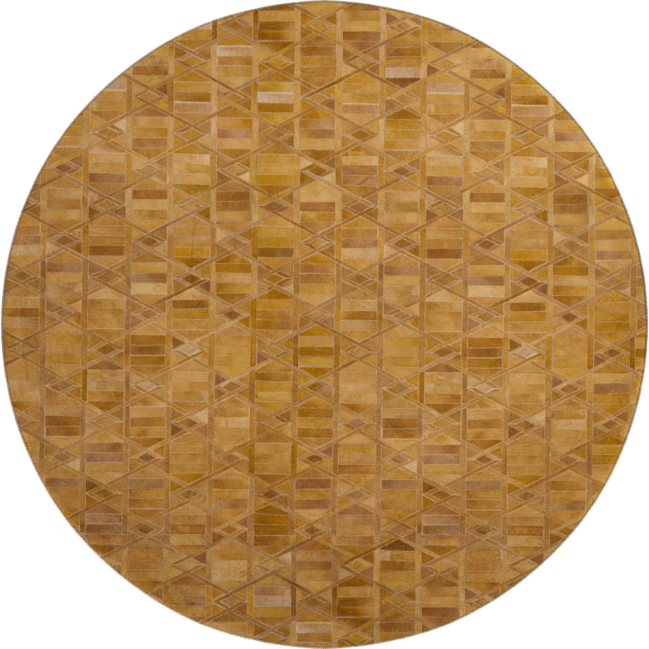 Siena Machine Washable Cowhide Brown Browns Rug 8' x 8' #shape_Round