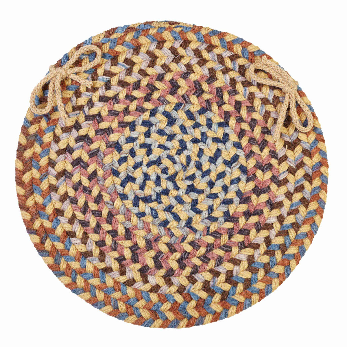 Tribeca Braided Chair Pad - Wheat Field - 15 inch round with ties