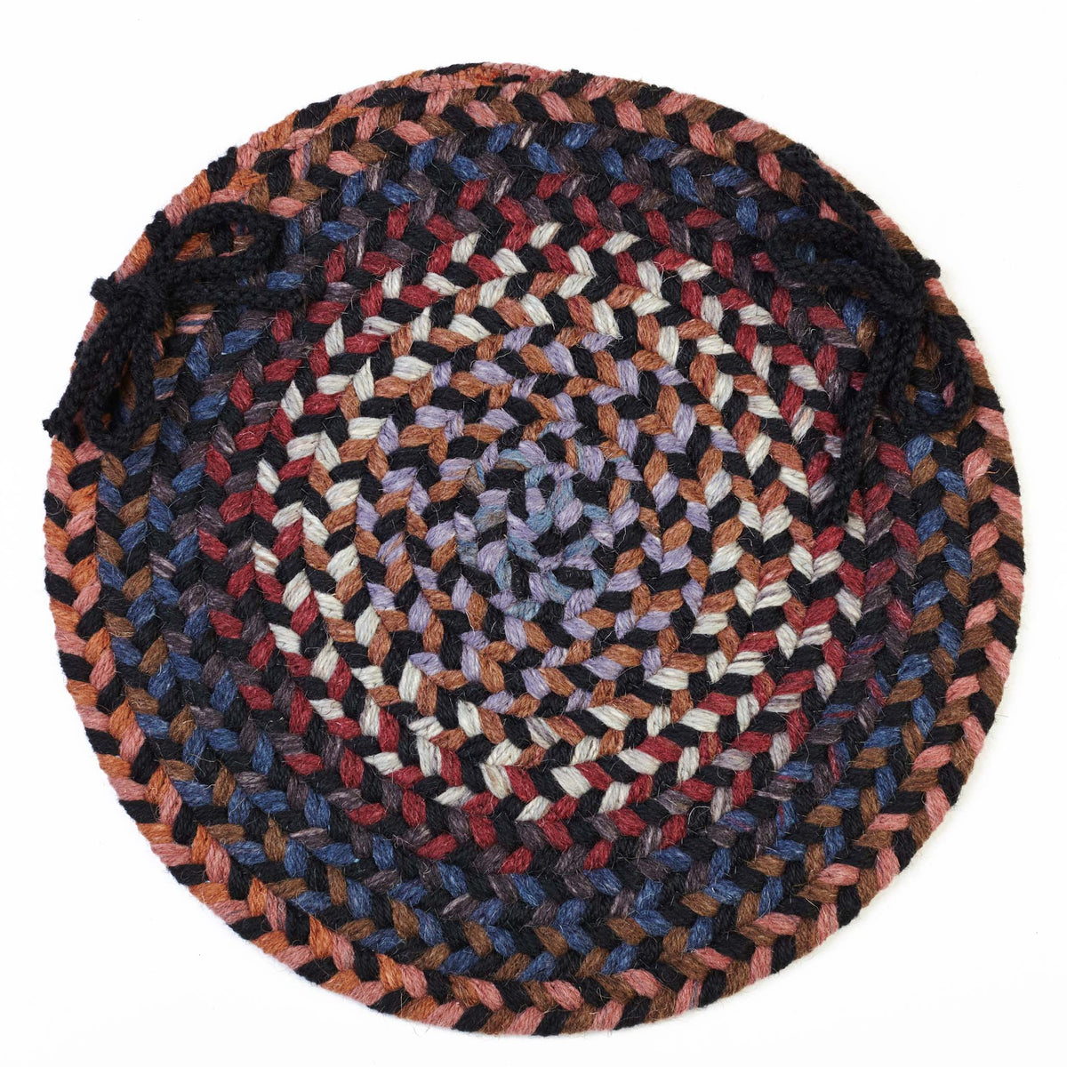 Tribeca Braided Chair Pad - Black Rock - 15 inch round with ties