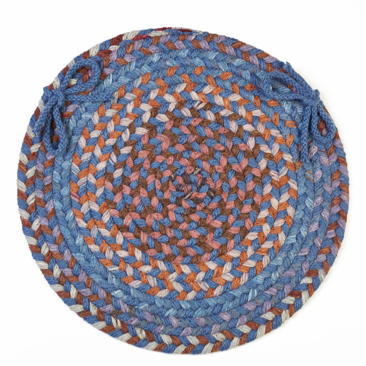 Tribeca Braided Chair Pad - Blue Dragon - 15 inch round with ties
