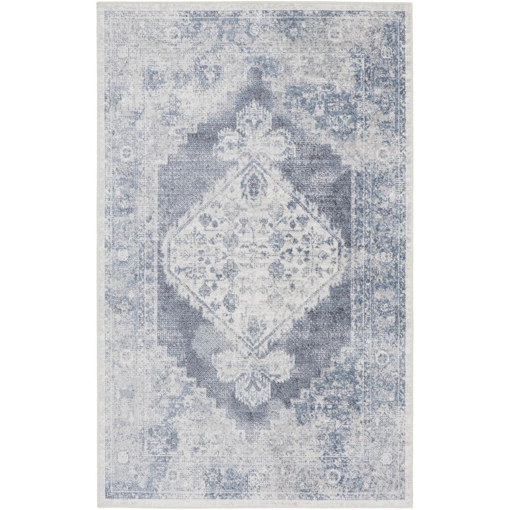 Astra Machine Washable ASW11 Blue Ivory Rugs #color_blue ivory