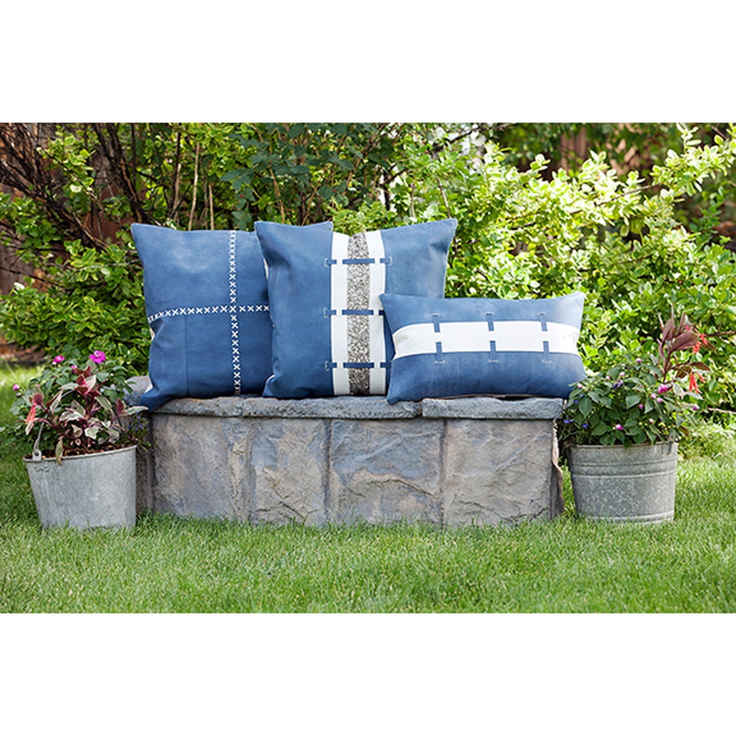 Leather Cushion Diana Rectangle 30x50cm Blue 2