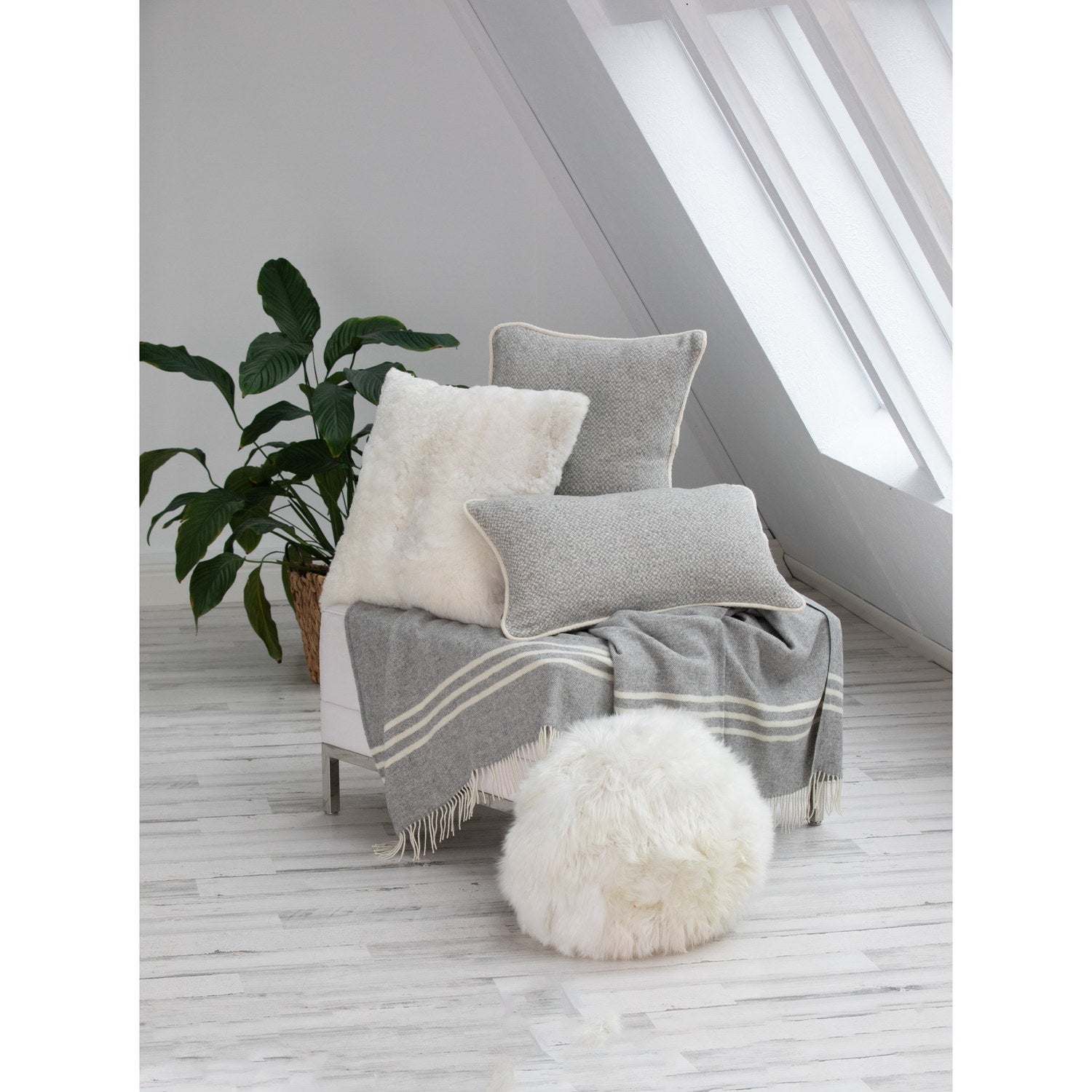 Cotton Cushion Arapahoe Rectangle 35x65cm Grey/White 3