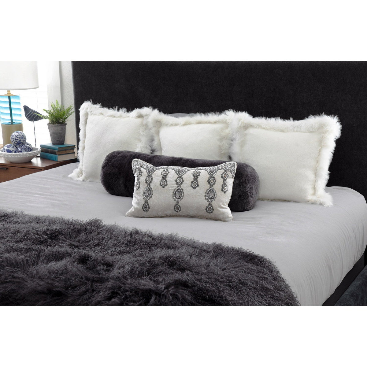 Cotton Velvet Cushion Anila Neutral 30x50cm Ivory 2