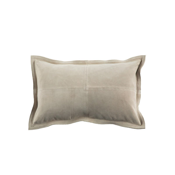 Suede Cowhide Cushion Light Beige #_shape=Lumbar