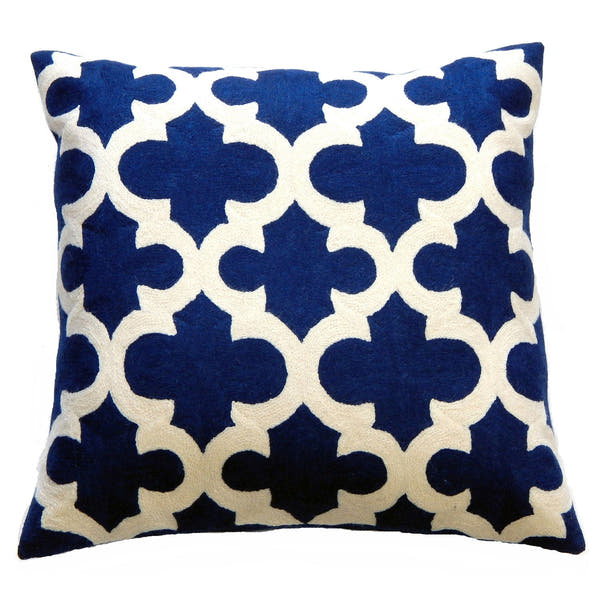 Crewel Cotton Cushion TAJ Blue/White #_shape=Square