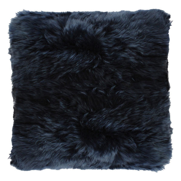 Longwool Sheepskin Cushion Dark Navy #_shape=Square