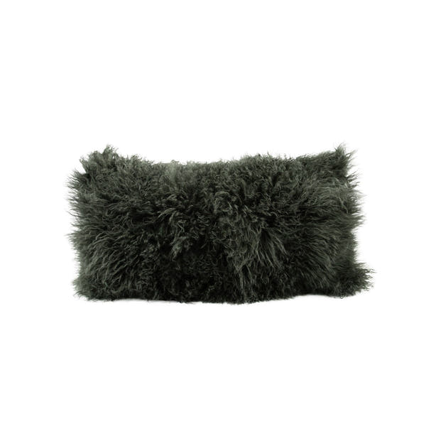 Longwool Tibetan Lamb Cushion Tibetan Sheepskin Loden Green #_shape=Lumbar