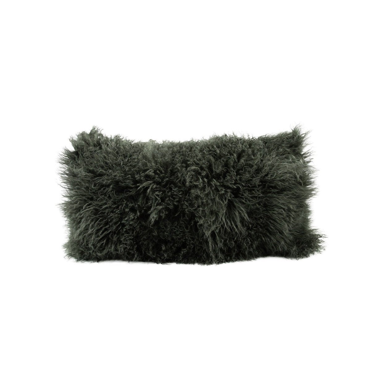 Longwool Tibetan Lamb Cushion Tibetan Sheepskin Loden Green #_shape=Lumbar