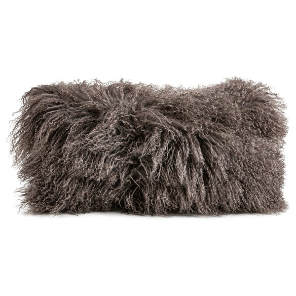 Longwool Tibetan Lamb Cushion Tibetan Sheepskin Powder Purple #_shape=Lumbar
