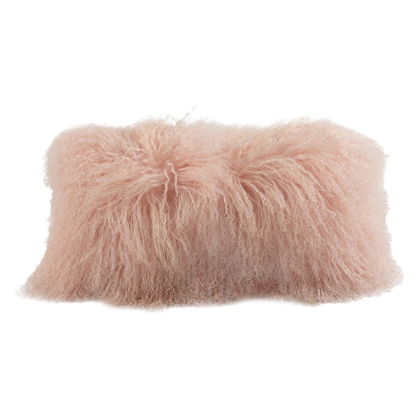 Longwool Tibetan Lamb Cushion Tibetan Sheepskin Rose #_shape=Lumbar