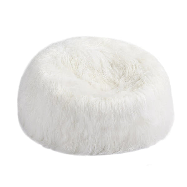 Cushion Longwool Tibetan Lamb Bean Bag Sheepskin White #_shape=Rectangle