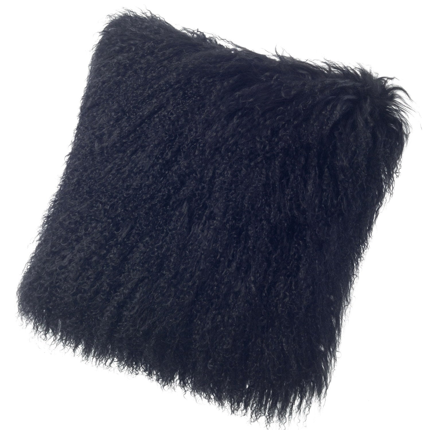 Longwool Tibetan Lamb Cushion Tibetan Sheepskin Black 2