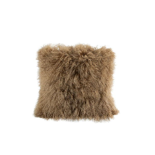 Longwool Tibetan Lamb Cushion Tibetan Sheepskin Cashew 2