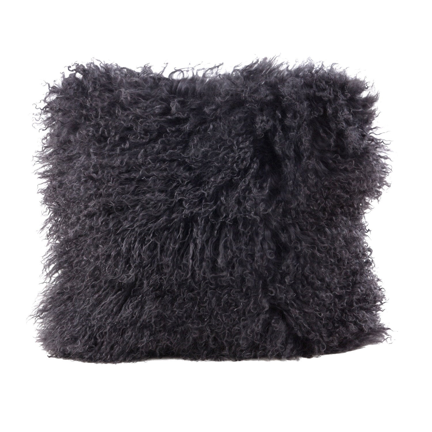 Longwool Tibetan Lamb Cushion Tibetan Sheepskin Charcoal #_shape=Square