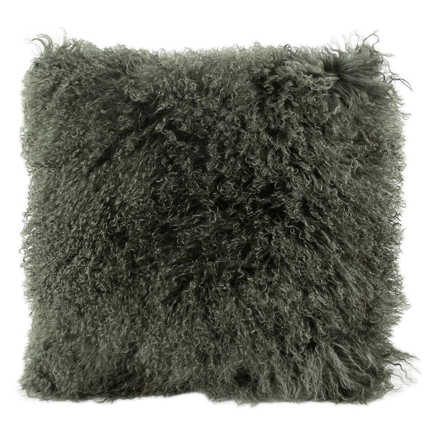 Longwool Tibetan Lamb Cushion Tibetan Sheepskin Loden Green 2