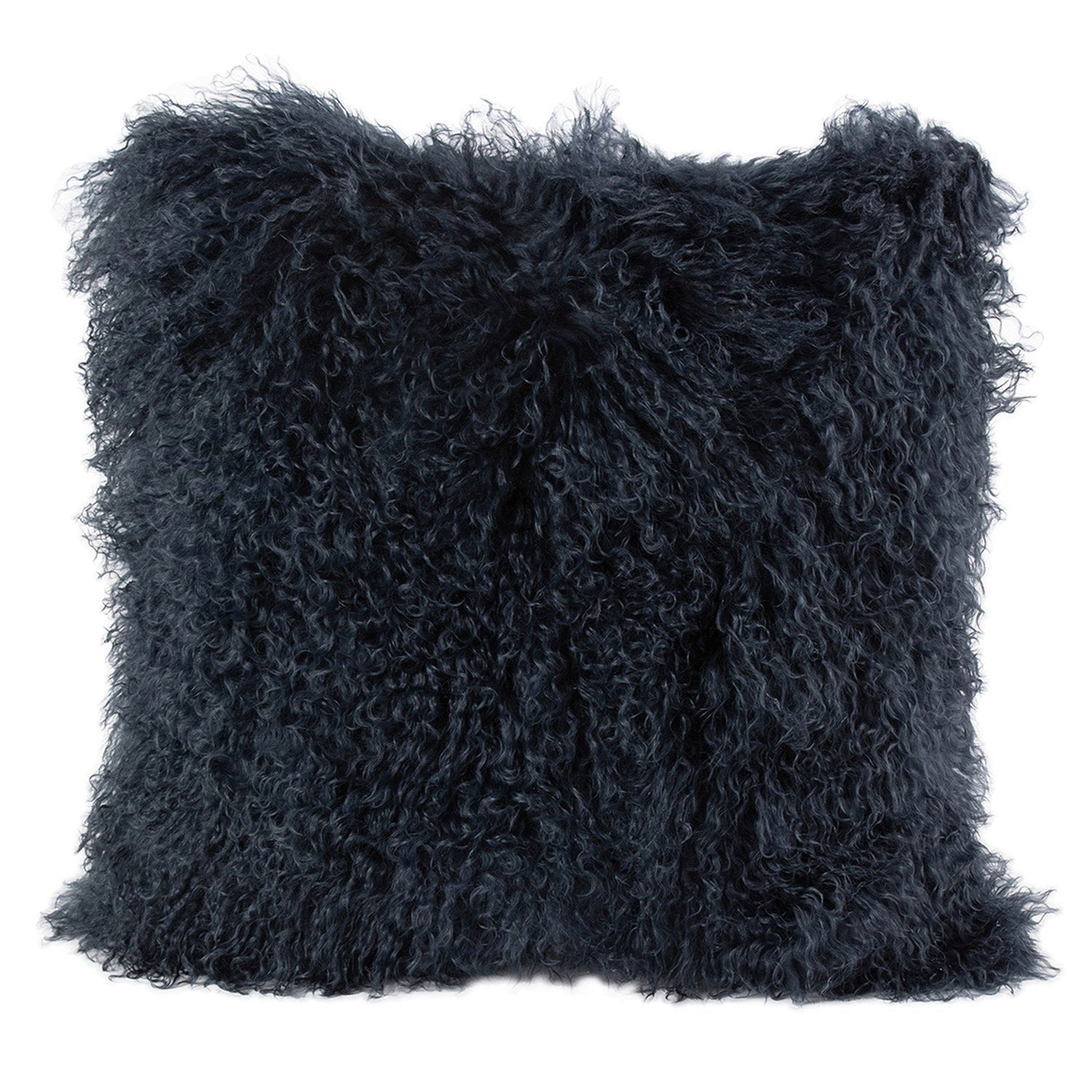 Longwool Tibetan Lamb Cushion Tibetan Sheepskin Navy 2