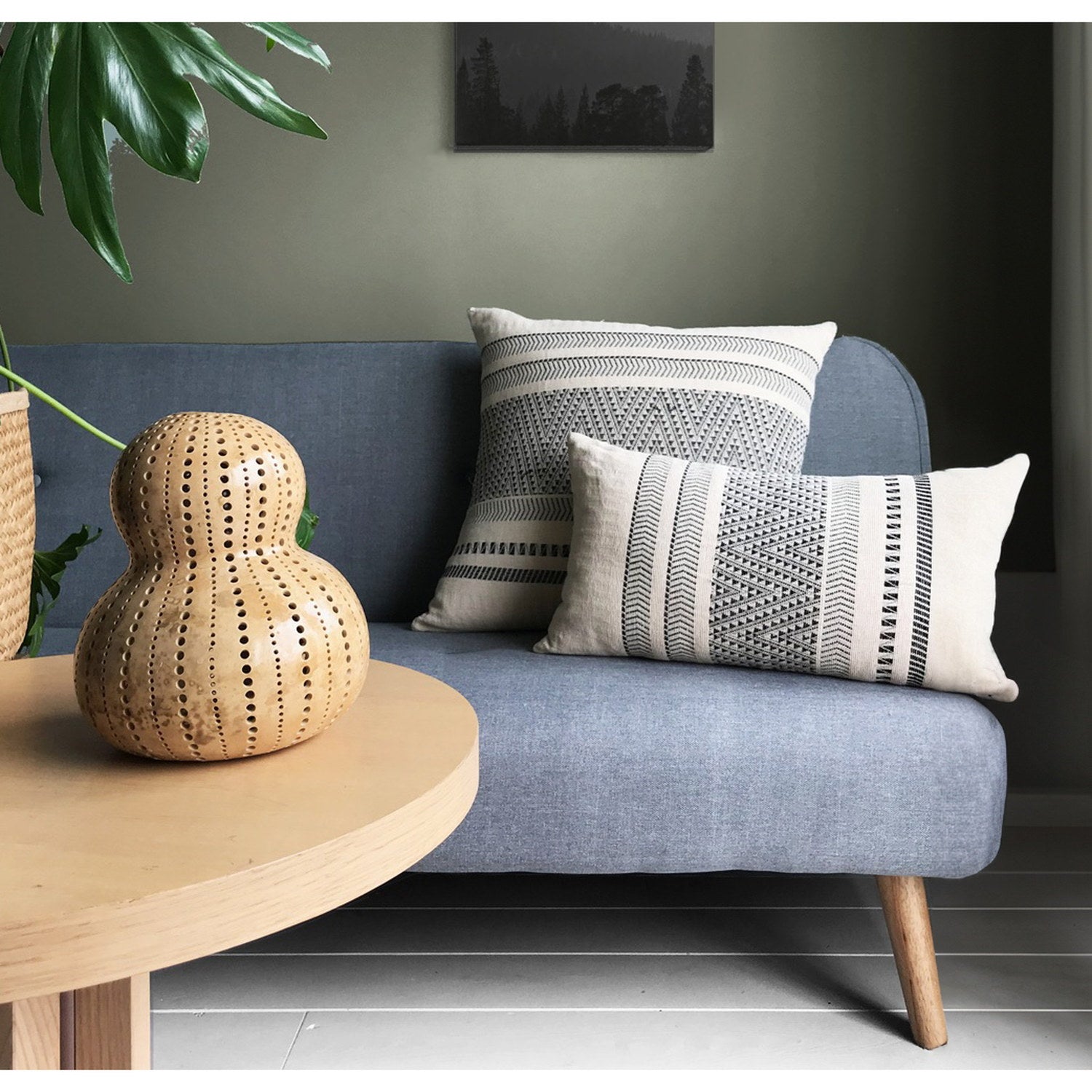 Cotton Cushion Arapahoe Rectangle 35x65cm Grey/White 2