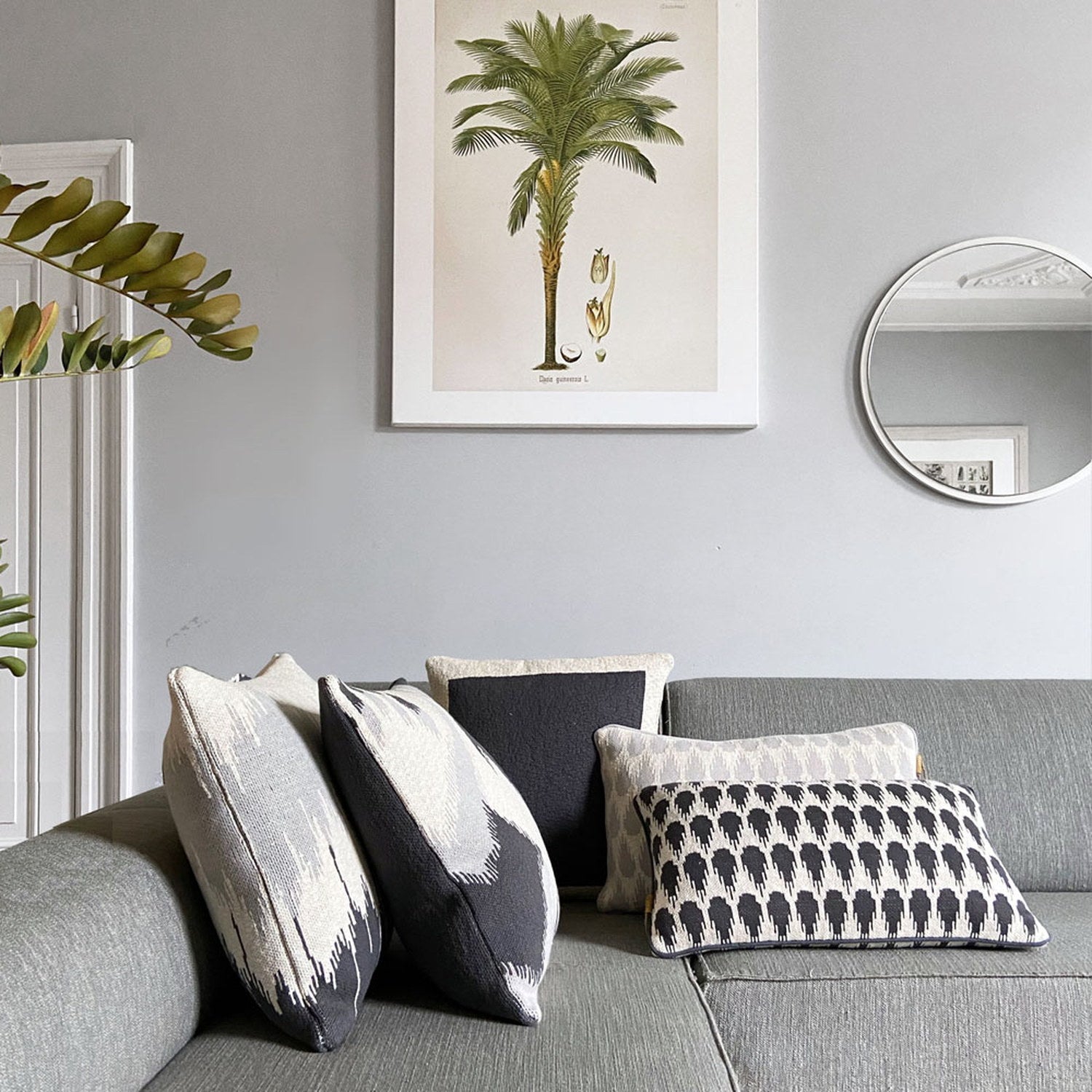 Cotton Cushion Belford Rectangle 35x60cm Grey/White 2