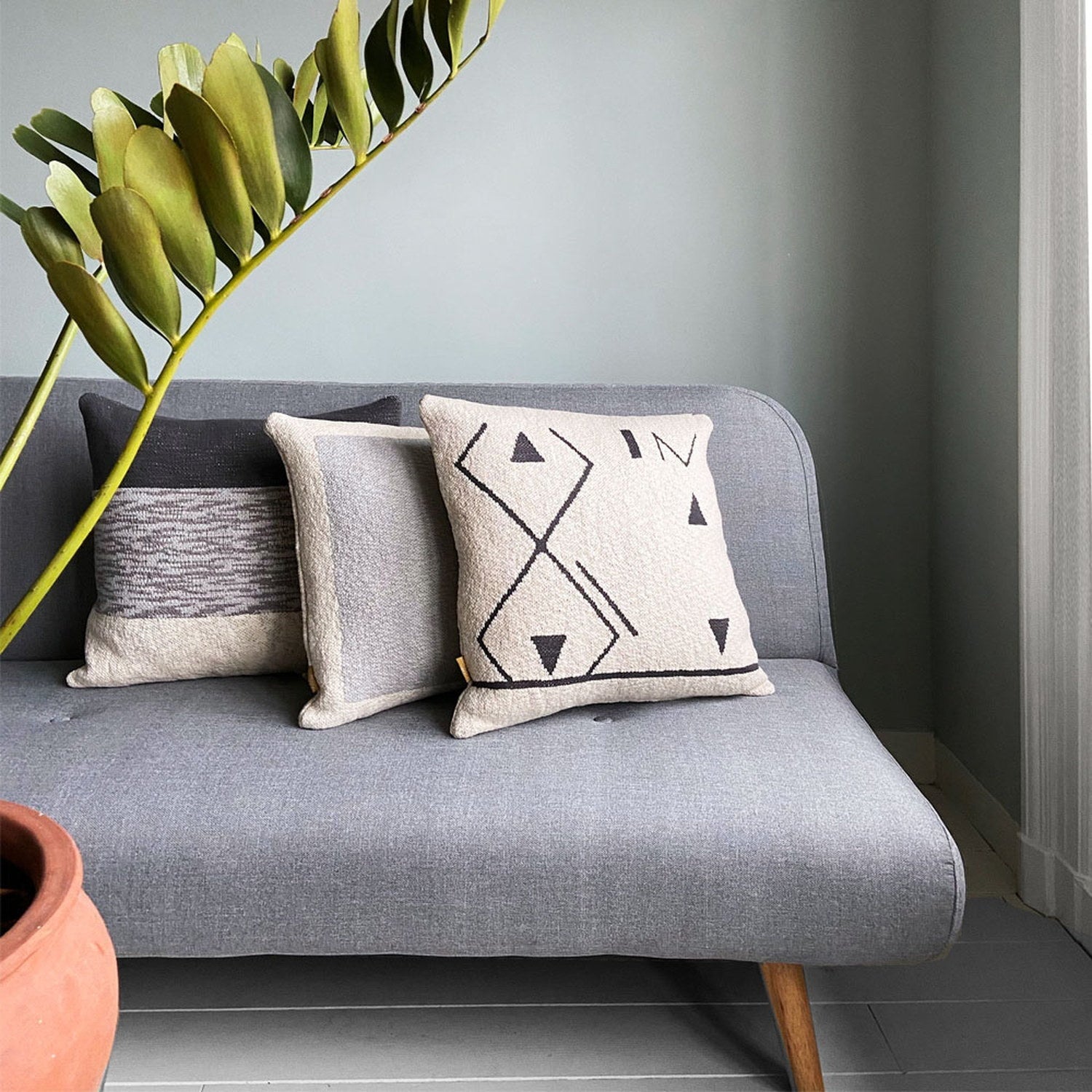 Cotton Cushion Quandary 50cm Grey/White 2