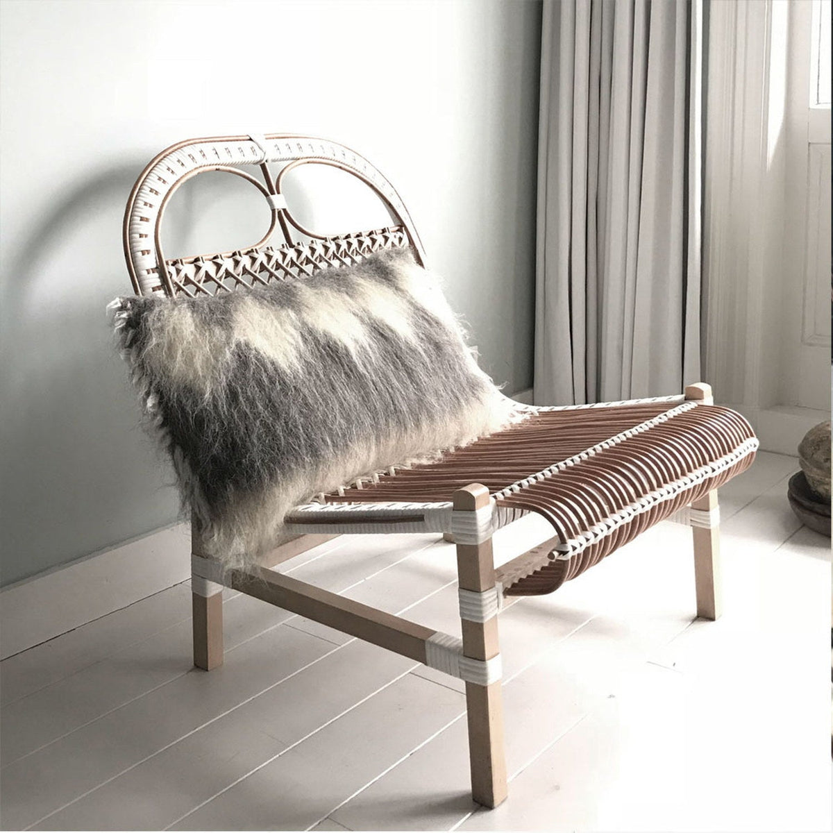 Wool Cushion Torrey Rectangle 40x70cm Grey/White 2
