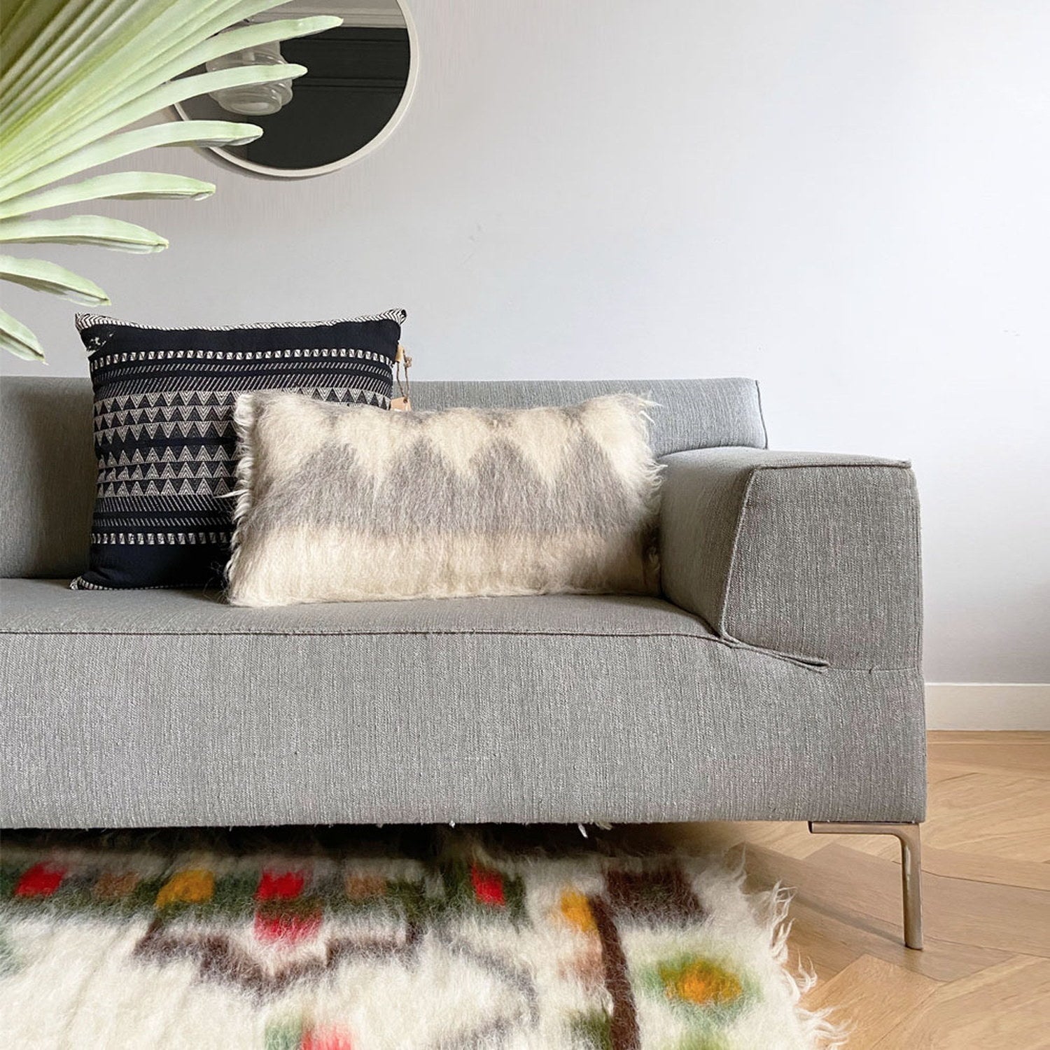 Wool Cushion Torrey Rectangle 40x70cm Grey/White 3