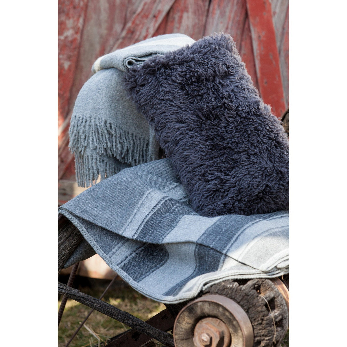 Baby Alpaca Throw Lines Gray 3
