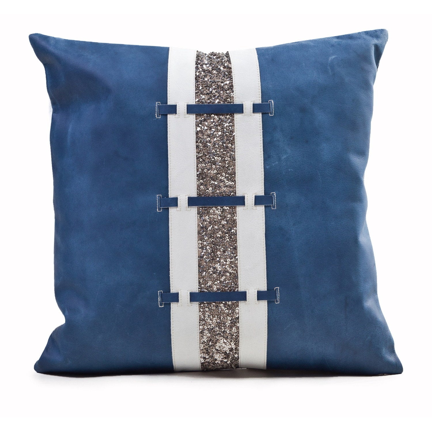 Leather Cushion Diana 50x50cm Blue #_shape=Square