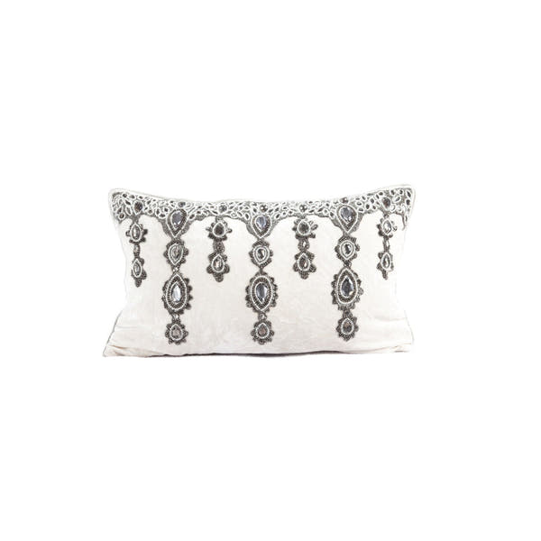 Cotton Velvet Cushion Anila Neutral 30x50cm Ivory #_shape=Square