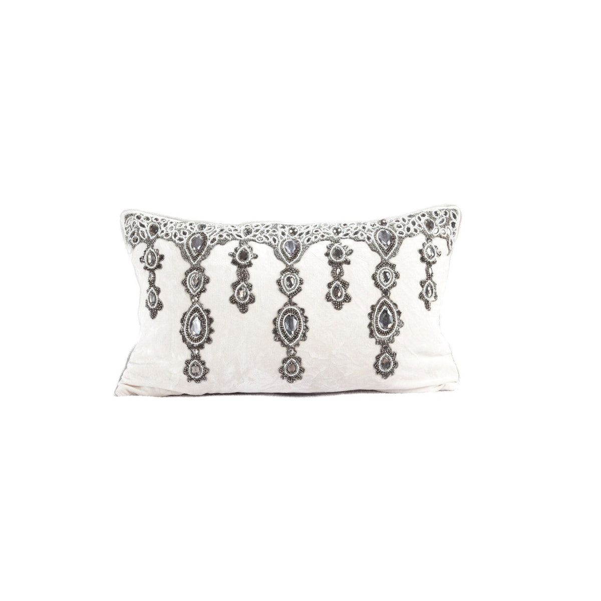 Cotton Velvet Cushion Anila Neutral 30x50cm Ivory #_shape=Square