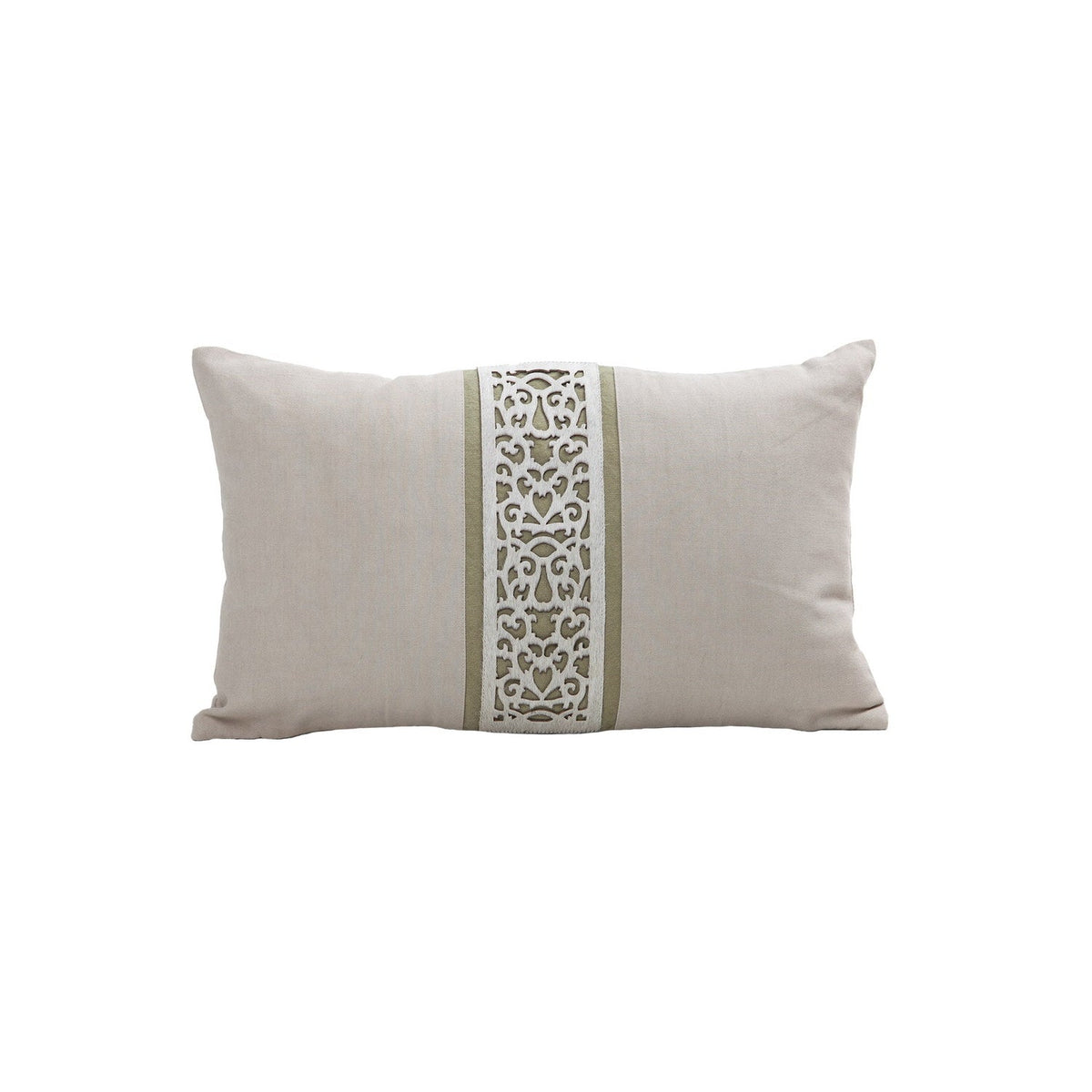 Cowhide Cushion Laser Cut Damask Rectangle 30x50cm Beige #_shape=Square