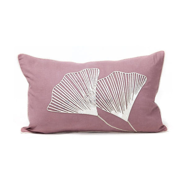 Cowhide Cushion Laser Cut Ginko Bloom Rectangle 30x50cm Purple #_shape=Square