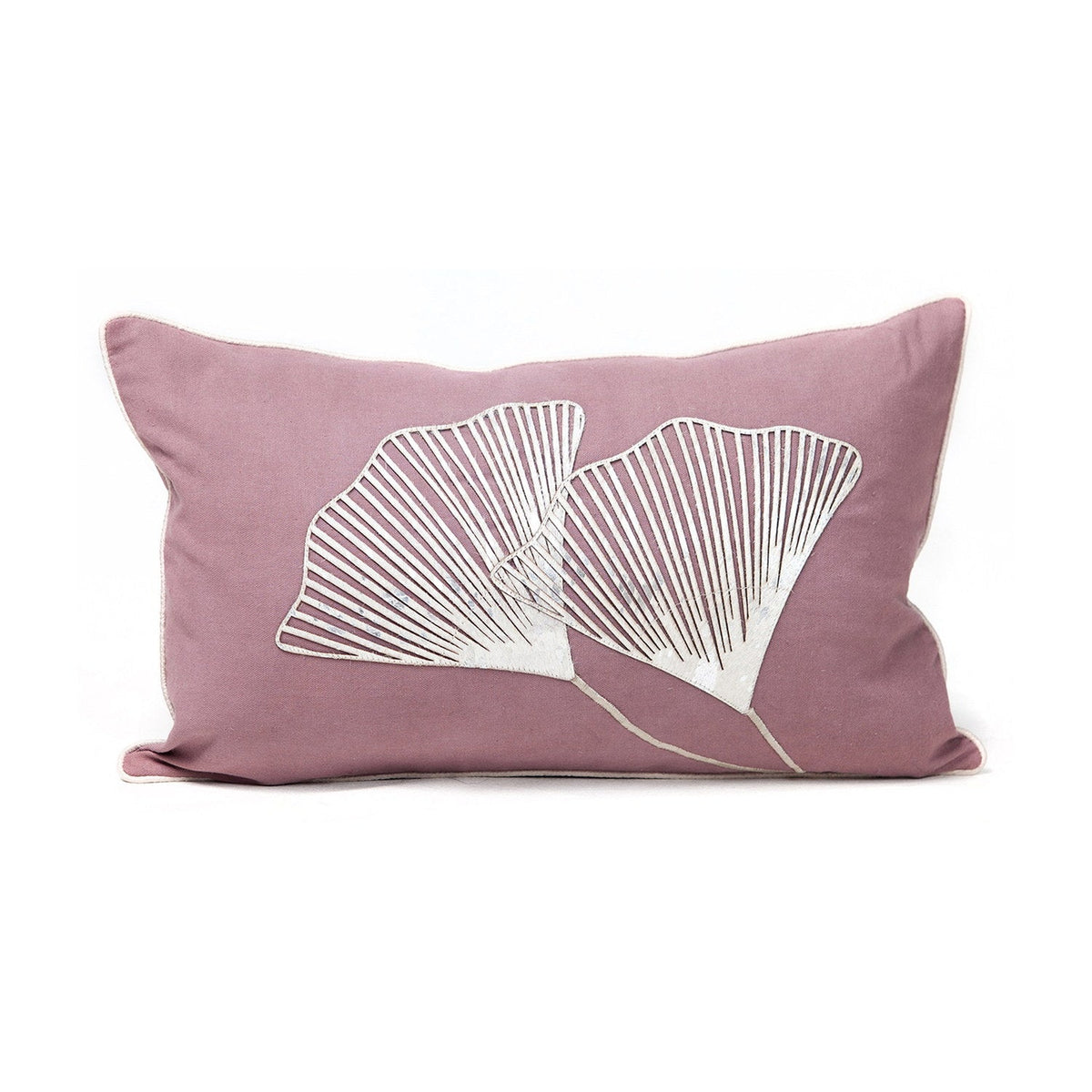 Cowhide Cushion Laser Cut Ginko Bloom Rectangle 30x50cm Purple #_shape=Square