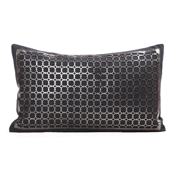 Cowhide Cushion Laser Cut Cirque Rectangle 30x50cm Blue #_shape=Square