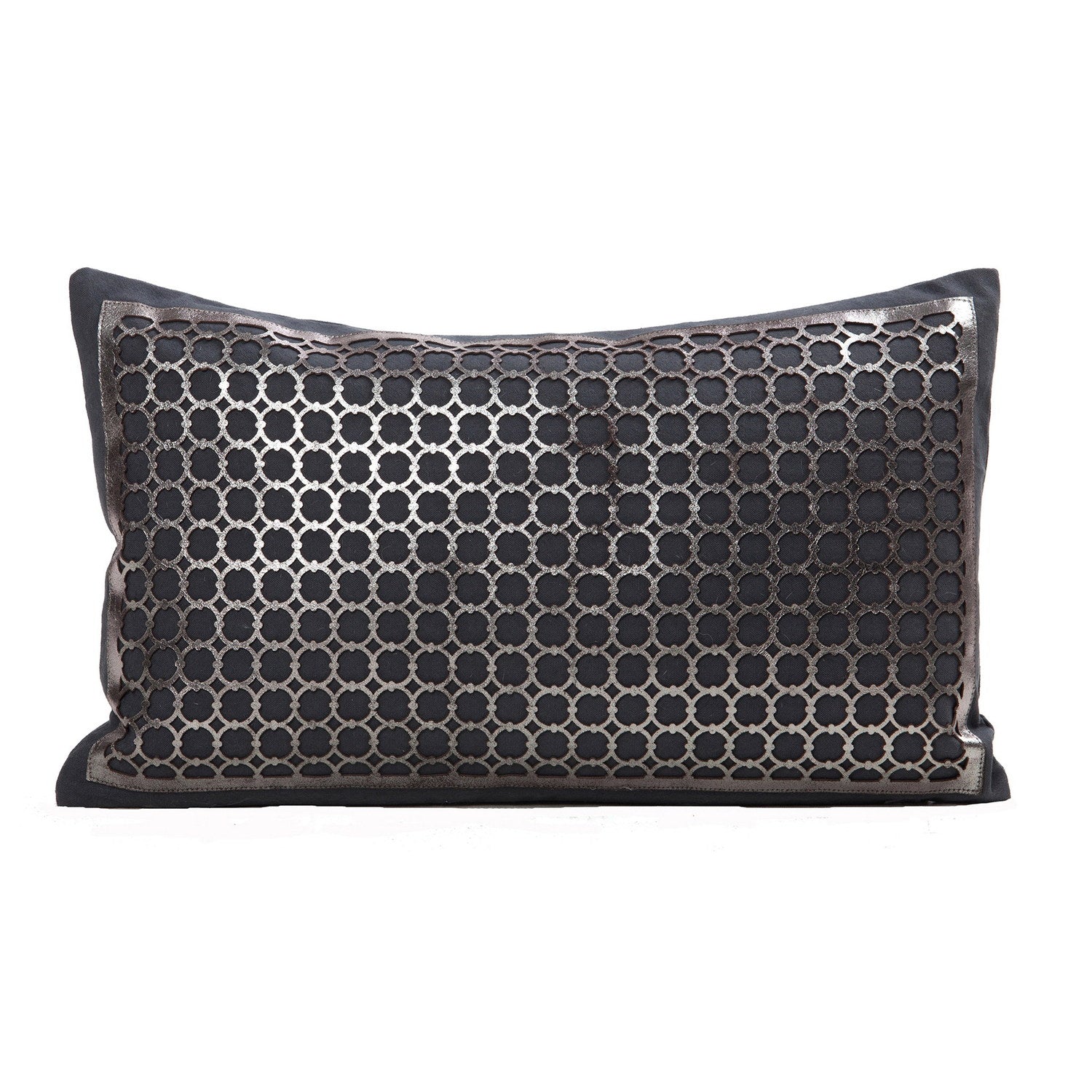 Cowhide Cushion Laser Cut Cirque Rectangle 30x50cm Blue #_shape=Square