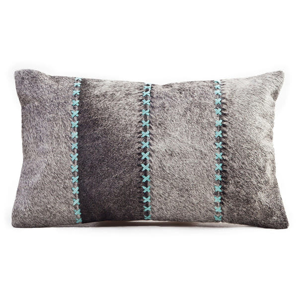 Cowhide Cushion Giselle Seamist Gray #_shape=Lumbar