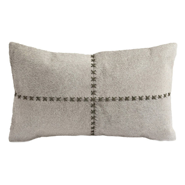 Cowhide Cushion Giselle Olive Gray #_shape=Lumbar
