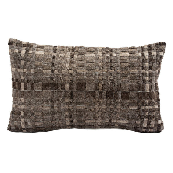 Cowhide Cushion Tweed Tweed Dark Grey #_shape=Lumbar